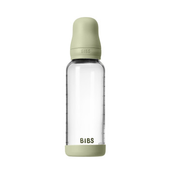 BIBS antikoliková sklenená fľaša so silikónovým cumlíkom 240ml Blush