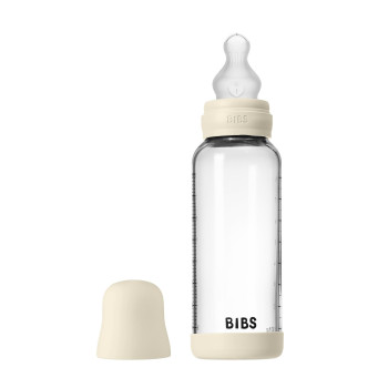 BIBS antikoliková sklenená fľaša so silikónovým cumlíkom 240ml Blush