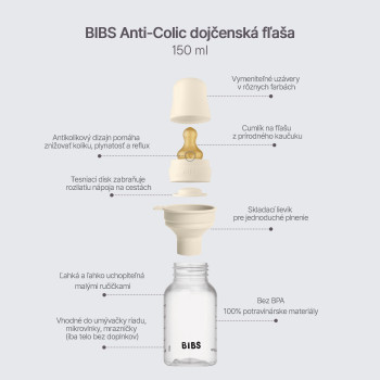 BIBS antikoliková fľaša so silikónovým cumlíkom 150ml Sage