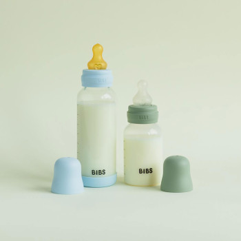 BIBS set antikolikových dojčenských fliaš s&nbsp;kaučukovým cumlíkom Ivory