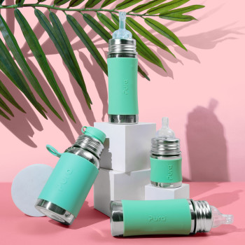 Pura nerezová dojčenská fľaša 325ml Moss