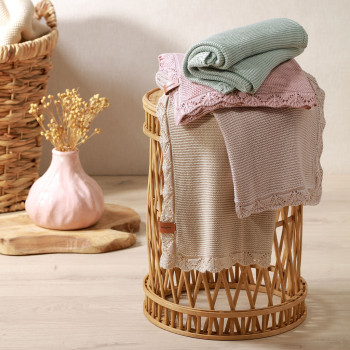 BABYONO Deka pletená bambusová Light Beige 75 x 100 cm