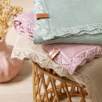 BABYONO Deka pletená bambusová Light Beige 75 x 100 cm