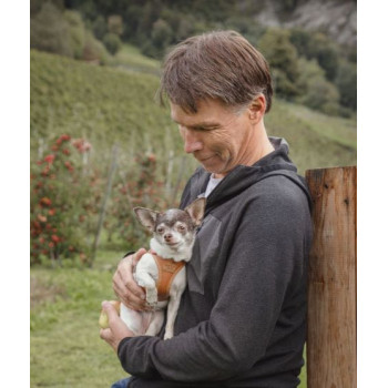 CURLI Postroj pre psov z jablčnej kože Black S, 4-7 kg