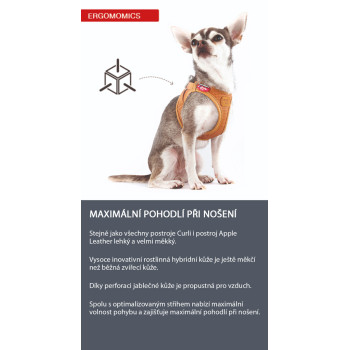 CURLI Postroj pre psov z jablčnej kože Brown S, 4-7 kg