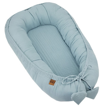 EKO Hniezdo pre bábätko mušelínové Blue 90x60 cm