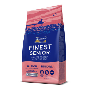 FISH4DOGS Granule veľké pre starších psov Finest losos so sladkými zemiakmi 12kg, 8+