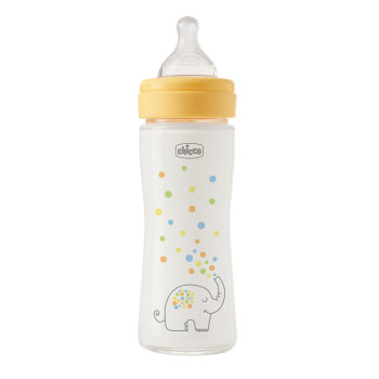 CHICCO Fľaša dojčenská sklenená Perfect Easy 240 ml slow silikón neutral 0m+
