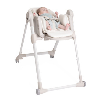 CHICCO Stolička jedálenská Polly Armonia - Mother Pearl + Hrazdička Rainbow