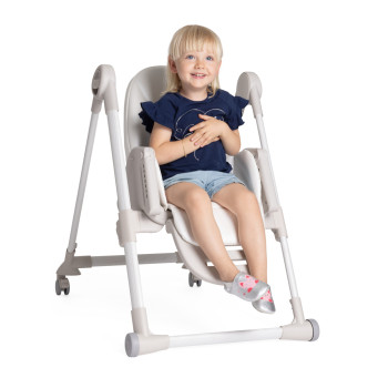 CHICCO Stolička jedálenská Polly Armonia - Mother Pearl + Hrazdička Rainbow