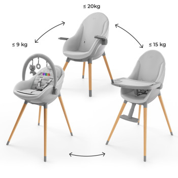 KINDERKRAFT Jedálenská stolička a lehátko Fini Up 2v1 Grey