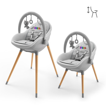 KINDERKRAFT Jedálenská stolička a lehátko Fini Up 2v1 Grey