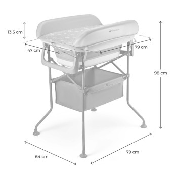 KINDERKRAFT Stolík prebaľovací s vaničkou Bubbly Grey