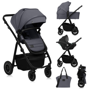 LIONELO Kočík kombinovaný Amber Plus 3v1 Grey Graphite