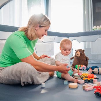 LIONELO Ohrádka pre deti Willow XL Grey Concrete 187 x 207 cm