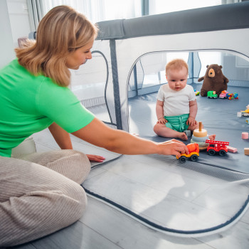 LIONELO Ohrádka pre deti Willow XL Grey Concrete 187 x 207 cm