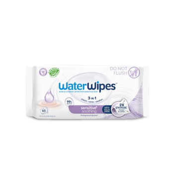4x WATERWIPES Obrúsky vlhčené Soothing clean 3in1 60 ks (240 ks) + NATTOU Chobotnička Zdarma