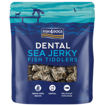 FISH4DOGS Maškrty pre psov DENTAL SEA morská ryba - rybičky 115 g