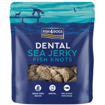 FISH4DOGS Maškrty pre psov DENTAL SEA morská ryba - uzlíky 100 g