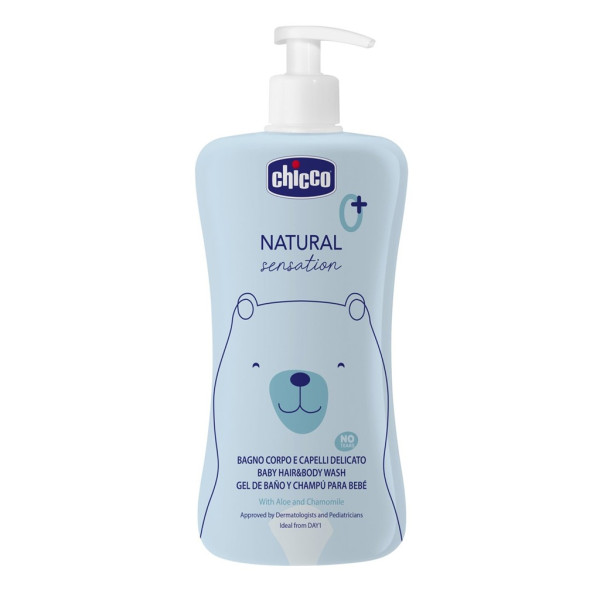 CHICCO Sprchový gél 2v1 na telo a vlasy s aloe a kamilkou Natural Sensation 500ml, 0m+