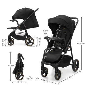KINDERKRAFT Kočík športový Trig 3 Tray Onyx Black