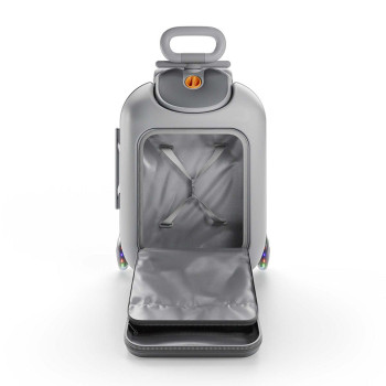 KINDERKRAFT Kufor cestovný so sedákom, nálepkami a držiakom na mobil 2v1 Cabby Grey