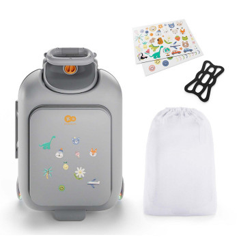 KINDERKRAFT Kufor cestovný so sedákom, nálepkami a držiakom na mobil 2v1 Cabby Grey