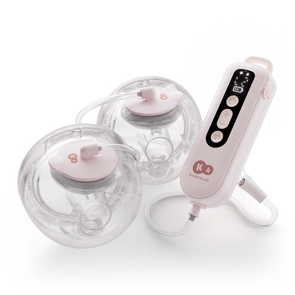 KINDERKRAFT Odsávačka materského mlieka Double Hands-free Gentle Flow Pink