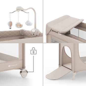 KINDERKRAFT Postieľka cestovná Leody Up Beige s príslušenstvom