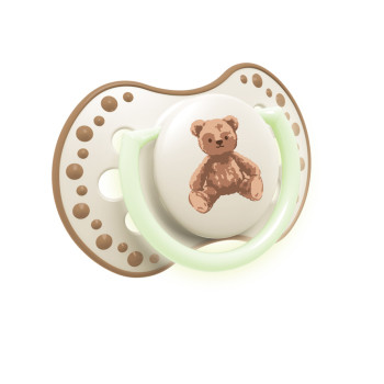 LOVI Cumlík svietiaci silikónový dynamický Teddy love 0-6m 2ks