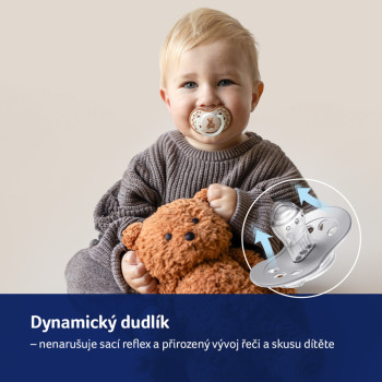 LOVI Cumlík svietiaci silikónový dynamický Teddy love 0-6m 2ks
