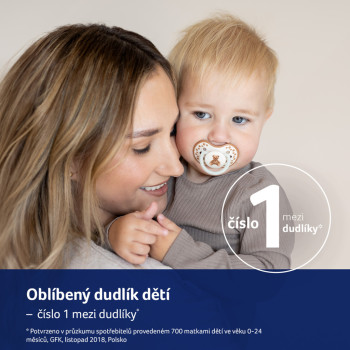 LOVI Cumlík svietiaci silikónový dynamický Teddy love 0-6m 2ks