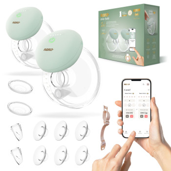 NENO Odsávačka mlieka Ovio Twin Duo bezdrôtová hands-free mušľová 3-fázová s aplikáciou, 2 × 180 ml