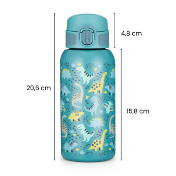 PETITE&MARS Fľaša nerezová termo s náustkom 500 ml Dino Park 36m+