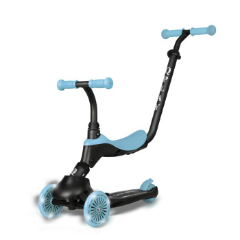 QPLAY Kolobežka / odrážadlo Sema Evo s LED svetlami Sky Blue, vek 1 - 6 rokov, do 50 kg