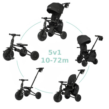 QPLAY Trojkolka Nova Max 5v1 Black, 10-72 mesiacov