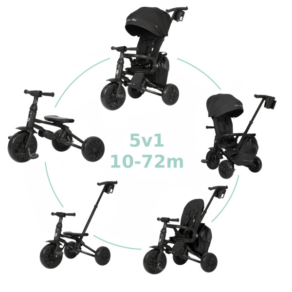 QPLAY Trojkolka Nova Max 5v1 Black, 10-72 mesiacov