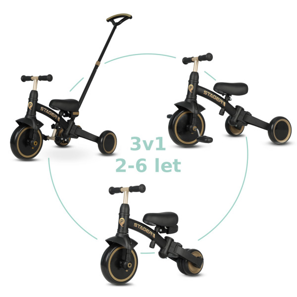 QPLAY Trojkolka Stager 3v1 Platinum, 2-6 rokov