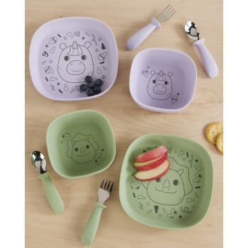 SKIP HOP Miska silikónová Besties Squad Green, 2r+