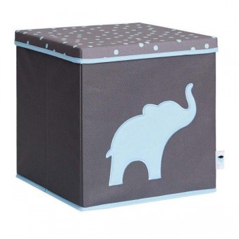 LOVE IT STORE IT - Úložný box na hračky s krytom - šedý, modrý slon