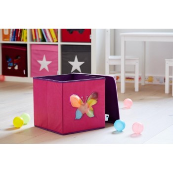 LOVE IT STORE IT - Úložný box na hračky s krytom a okienkom - motýľ